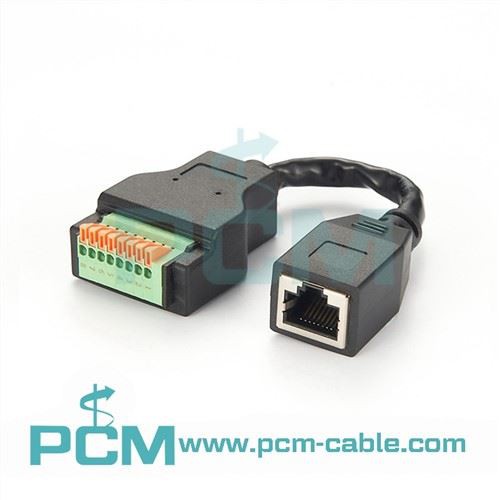 Prise femelle Ethernet RJ45 vers câble de bornier à ressort