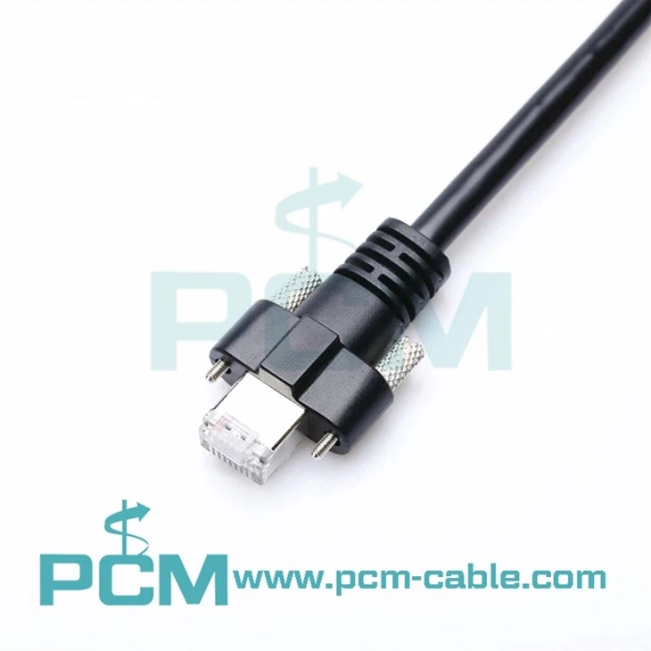 Ethernet vertical RJ45 8P8C avec câble de verrouillage à vis pour systèmes de vision industrielle