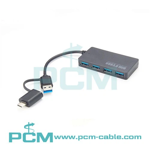 Hub haute vitesse {{0}}Port USB 3.0 avec adaptateur USB 3.0 A vers C