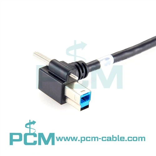USB 3.0 Câble USB de type B à angle droit avec câbles de vision industrielle à verrouillage à vis
