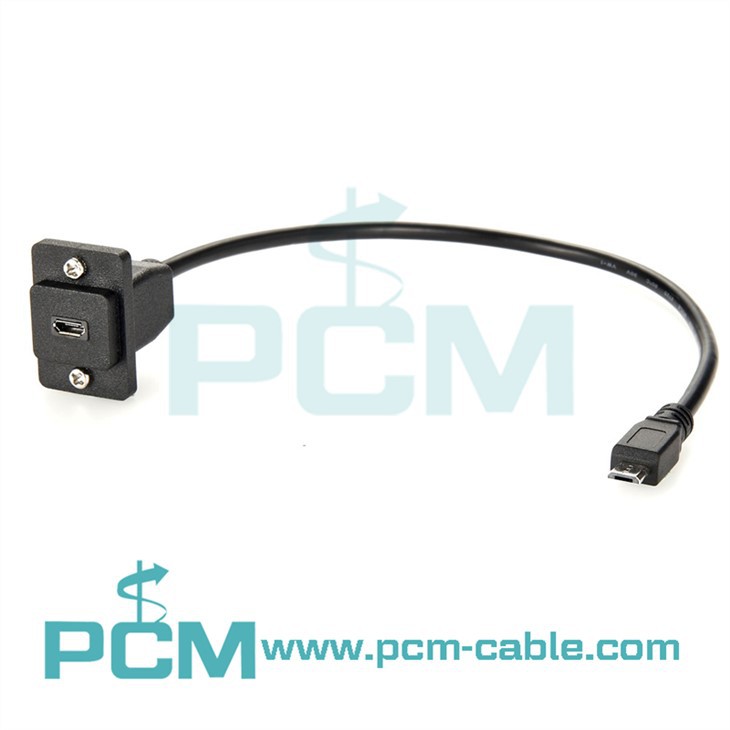 Câble d'extension pour montage sur panneau USB Micro B en forme de D