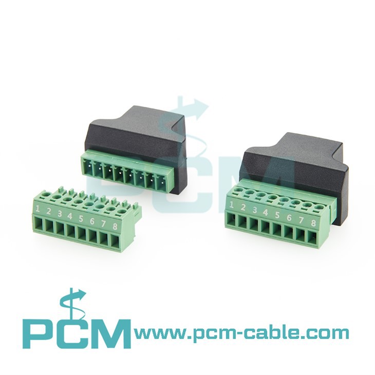 RJ45 female jack to screw terminal block converter adapter