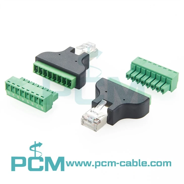 RJ45 Ethernet Male Plug To 8 Pin AV Terminal Screw Adapter Converter factory