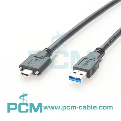 Câble de caméra industrielle Câble USB 3.1 de type C avec verrouillage à vis M2