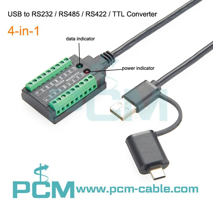 Câble d'interface USB vers RS232 RS485 RS422 TTL