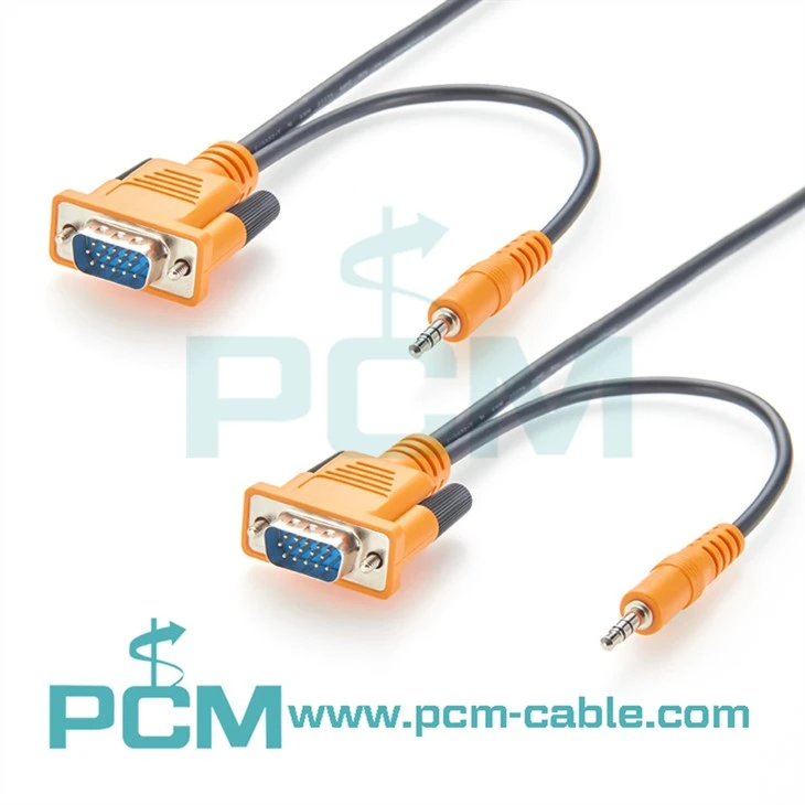 VGA High-Resolution RGB Coaxial Cable with Audio HD15 and 3.5mm Male to Male